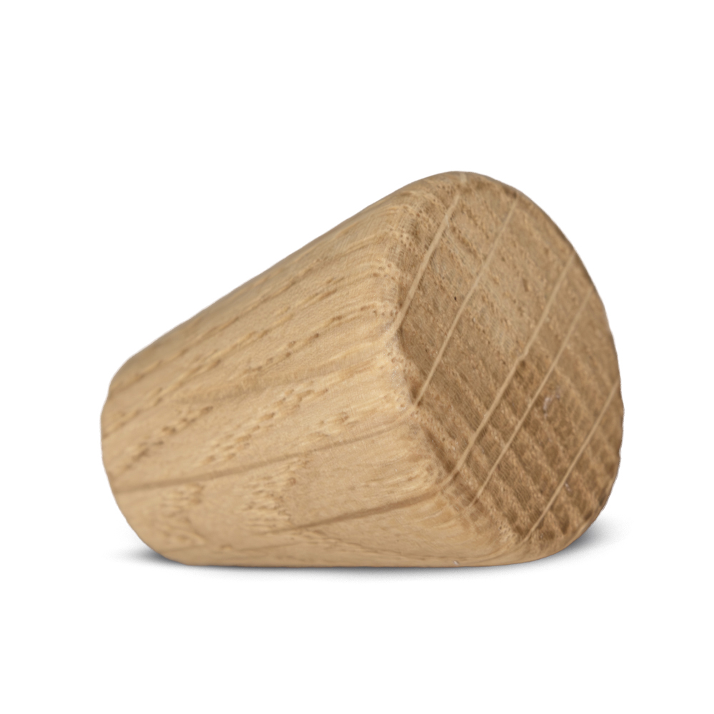 Perfekt geformter Möbelknopf aus Eichenholz, geeignet für Schubladen und Möbel.
