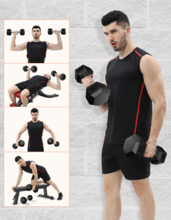 Kurzhantel mit sechseckigem Kopf, ideal für effektives und leises Krafttraining.