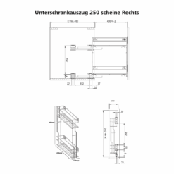 250 Rechts Unterschrankauszug abmessungen