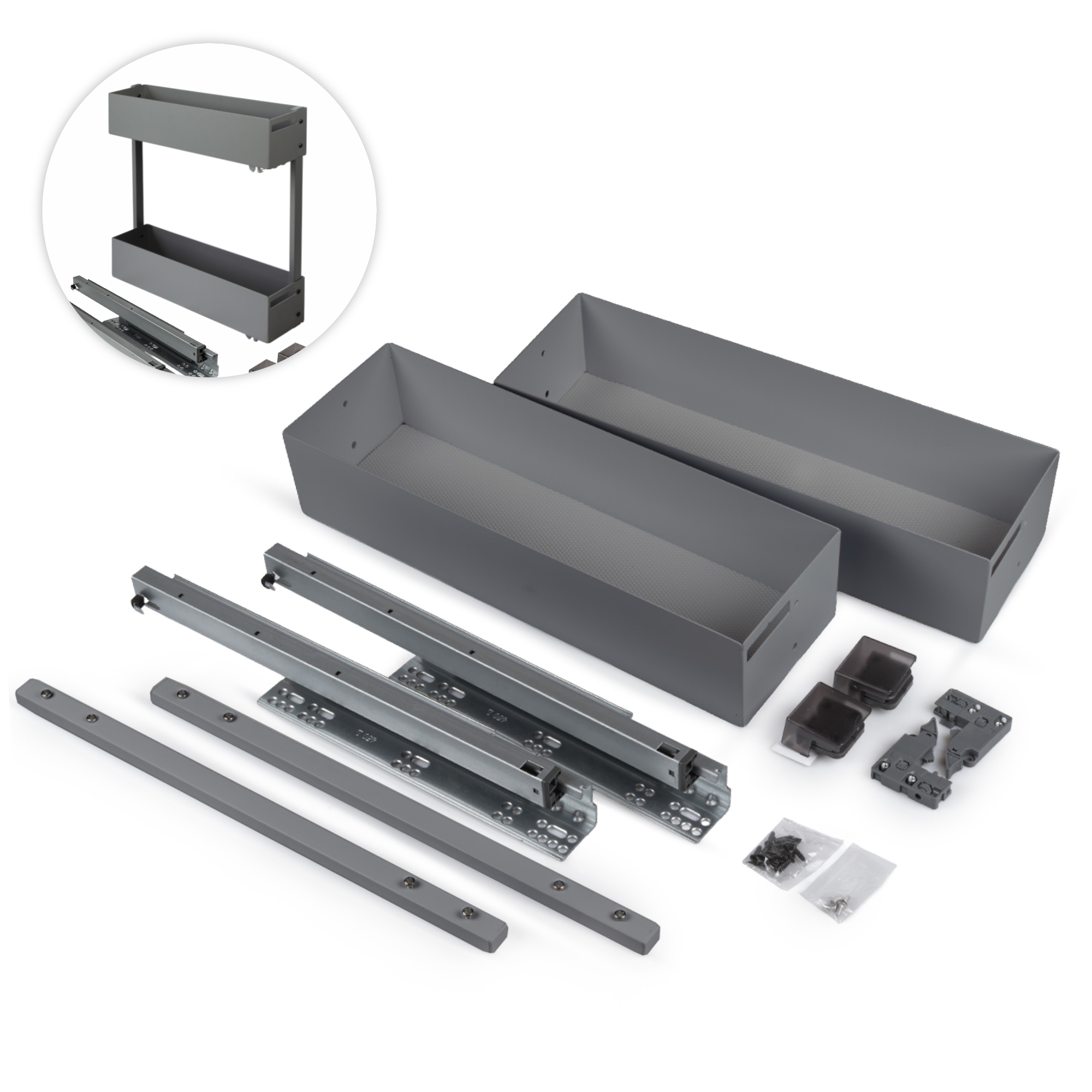 Unterschrankauszug woplus mit Softclose – 2 Etagen anthrazit