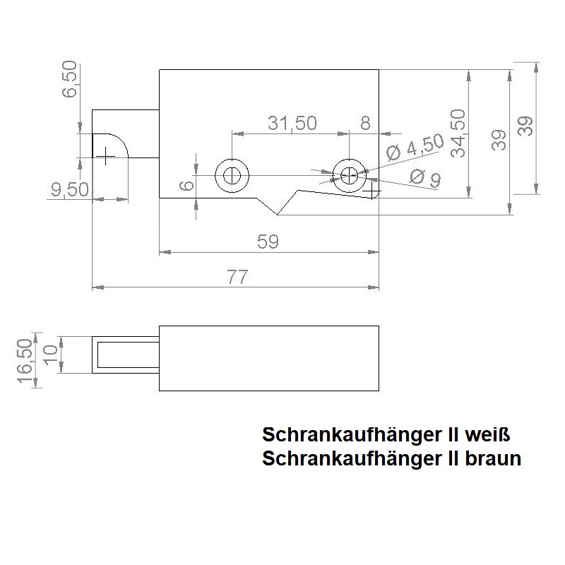 Montagebeispiel eines Schrankaufhängers – Anwendung in einem Hängeschrank