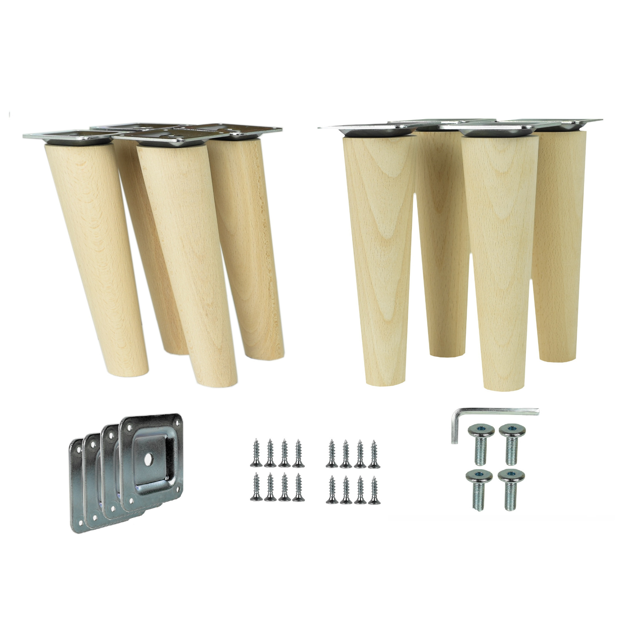 Möbelfüße Buche konisch roh M8