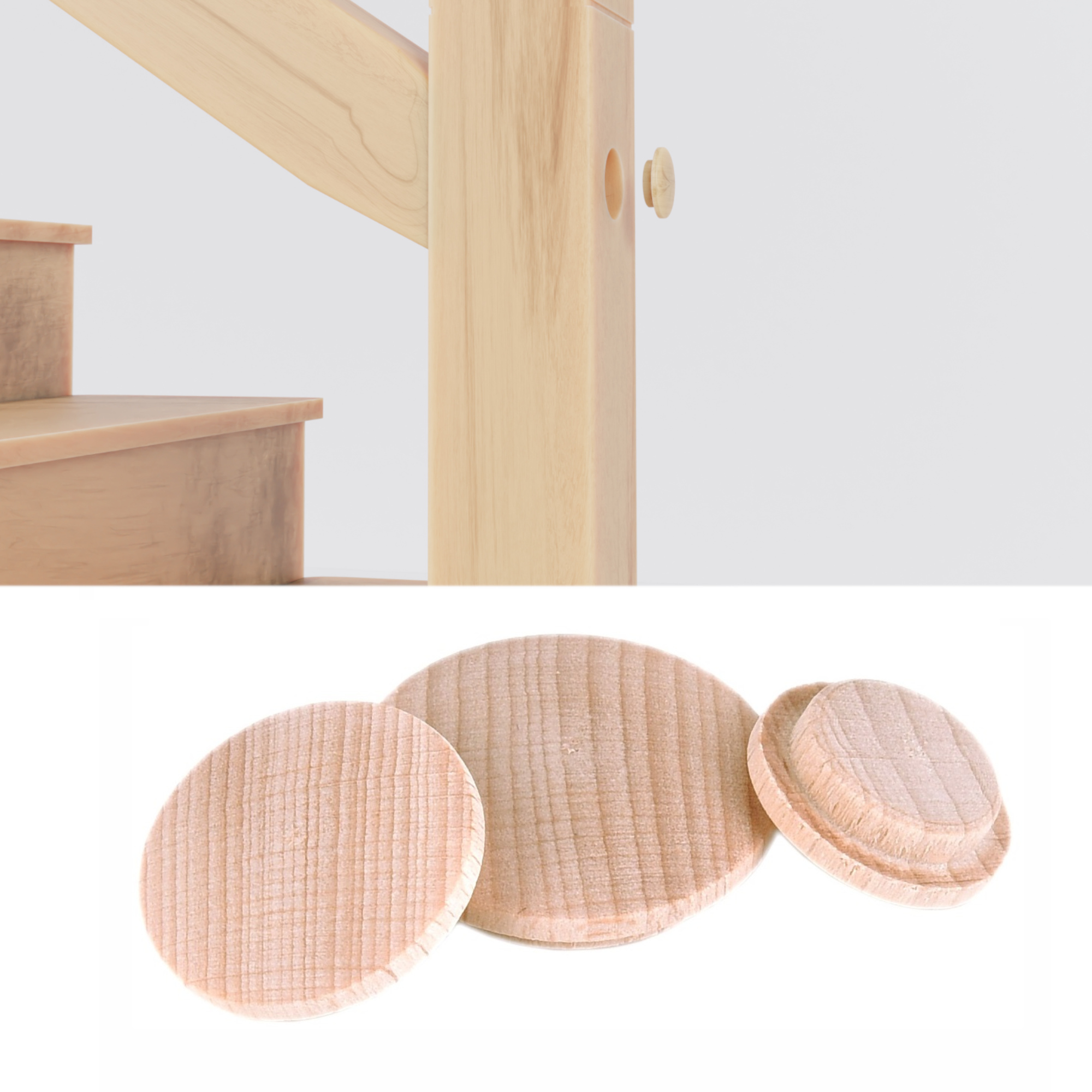 Anwendungsbeispiel Abdeckkappen aus Buche