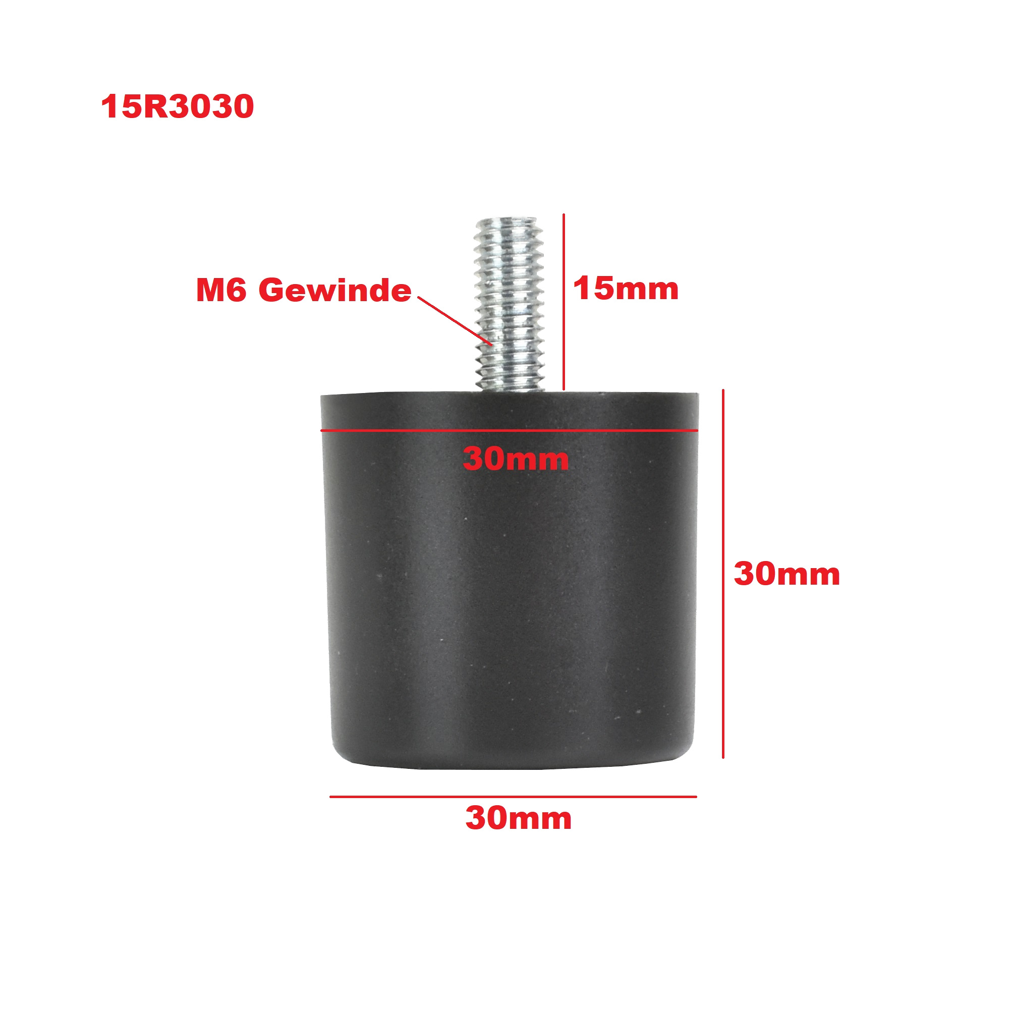 Technische Zeichnung Kunststoff Möbelfuß Ø30 mm