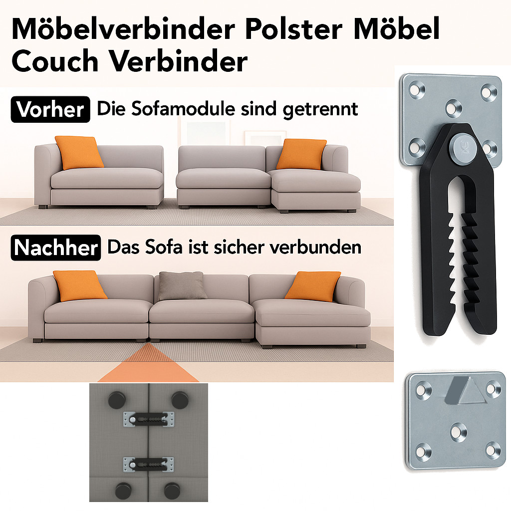 Sofaverbinder Metall Kunststoff 123 x 56 mm