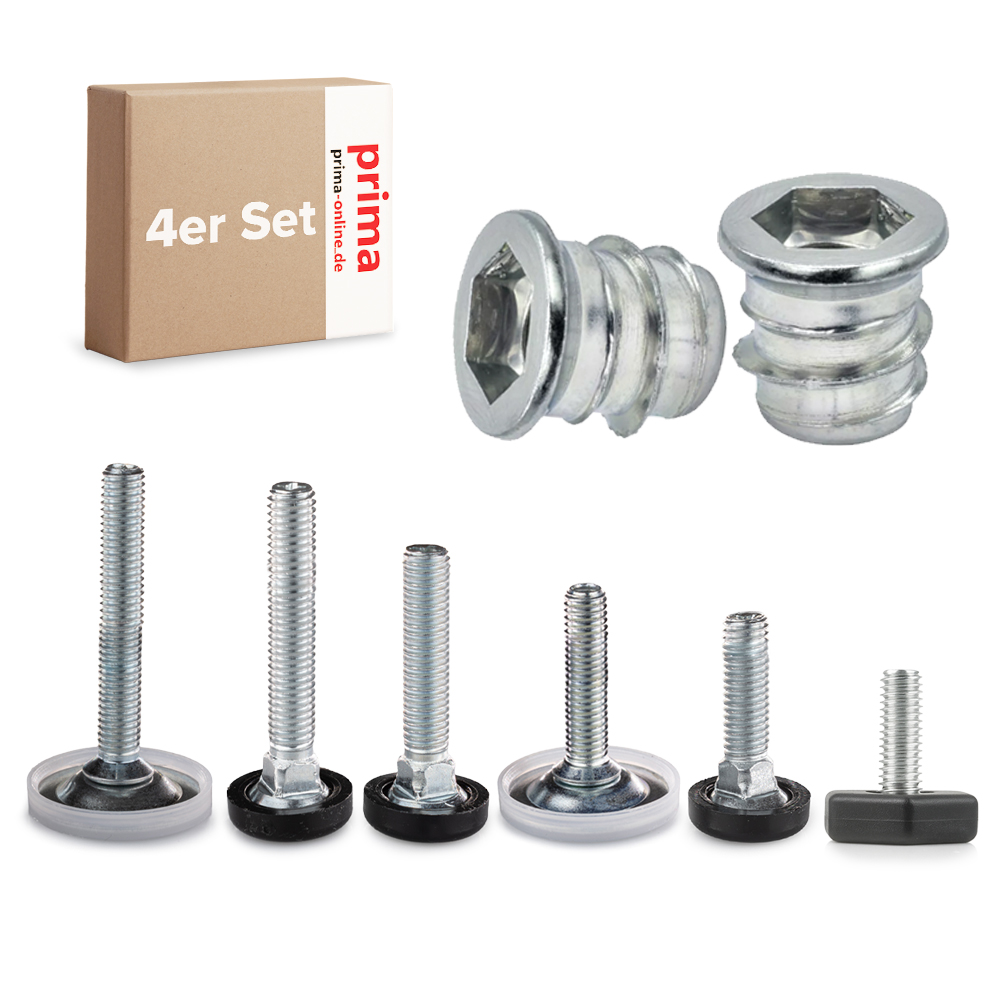 Stellfüße M8 Set 4er mit Einschlagmuttern