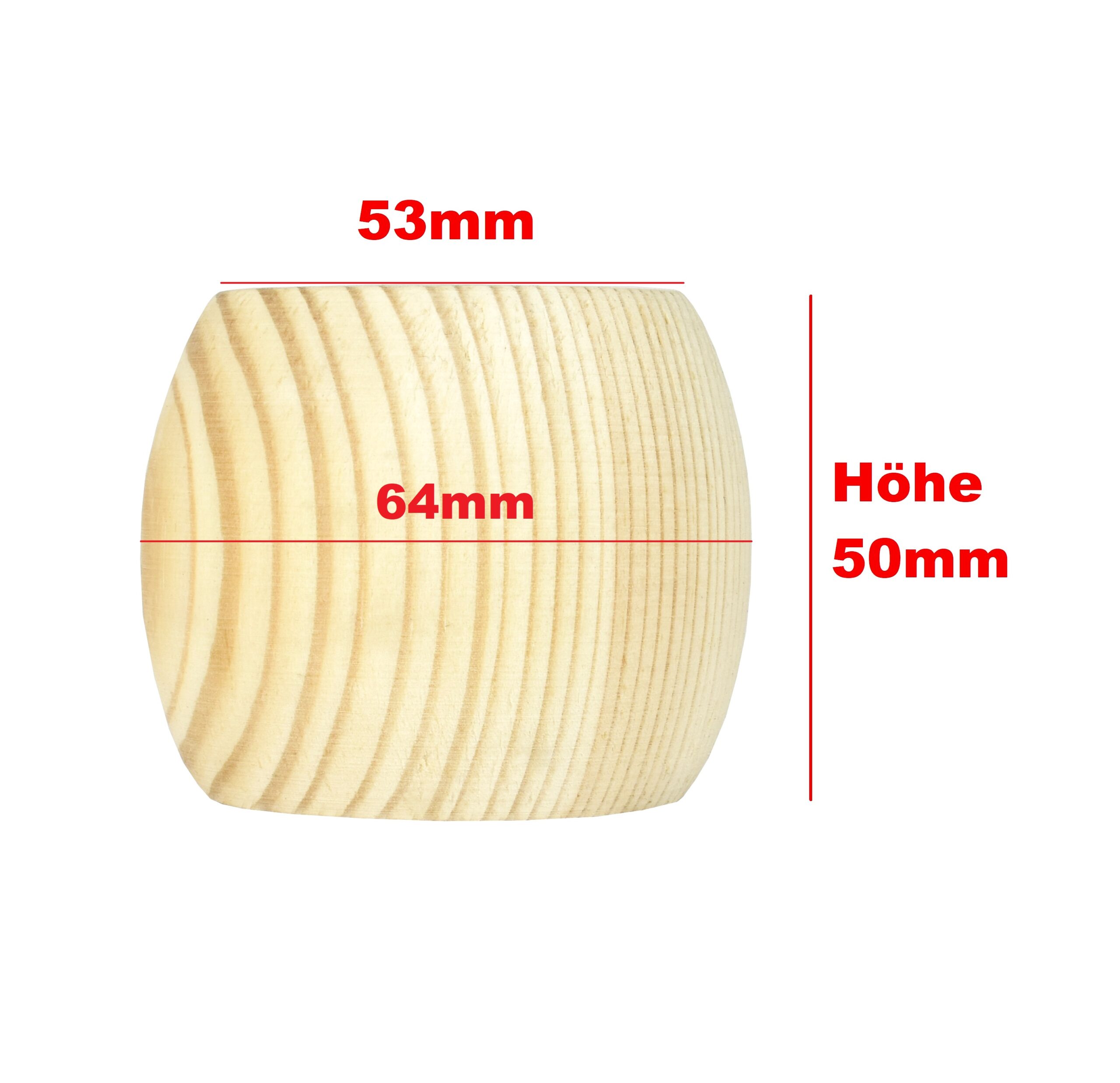 Technische Zeichnung des runden Möbelfußes aus Kiefernholz mit 5 cm Höhe