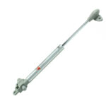 Nahaufnahme der Kunststoff-Halterung des Dämpfers: einstellbarer Bolzen und Einstellring für präzise Anpassung.