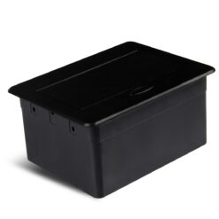 Versenkbare Einbausteckdose ModułBox Mini schwarz geschlossen mit Kabel, 1×230V Steckdose + 2×USB (Typ A & C)