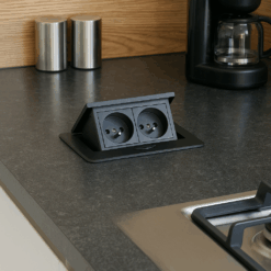 Einbausteckdose Mini 2×230V – Schwarz Matt