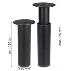 Möbelfuß Metall Schwarz höhenverstellbar 120–180 mm abmessungen