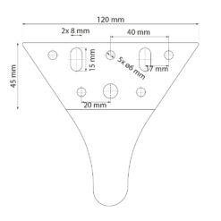 Möbelfuß 180 mm Metall schwarz matt