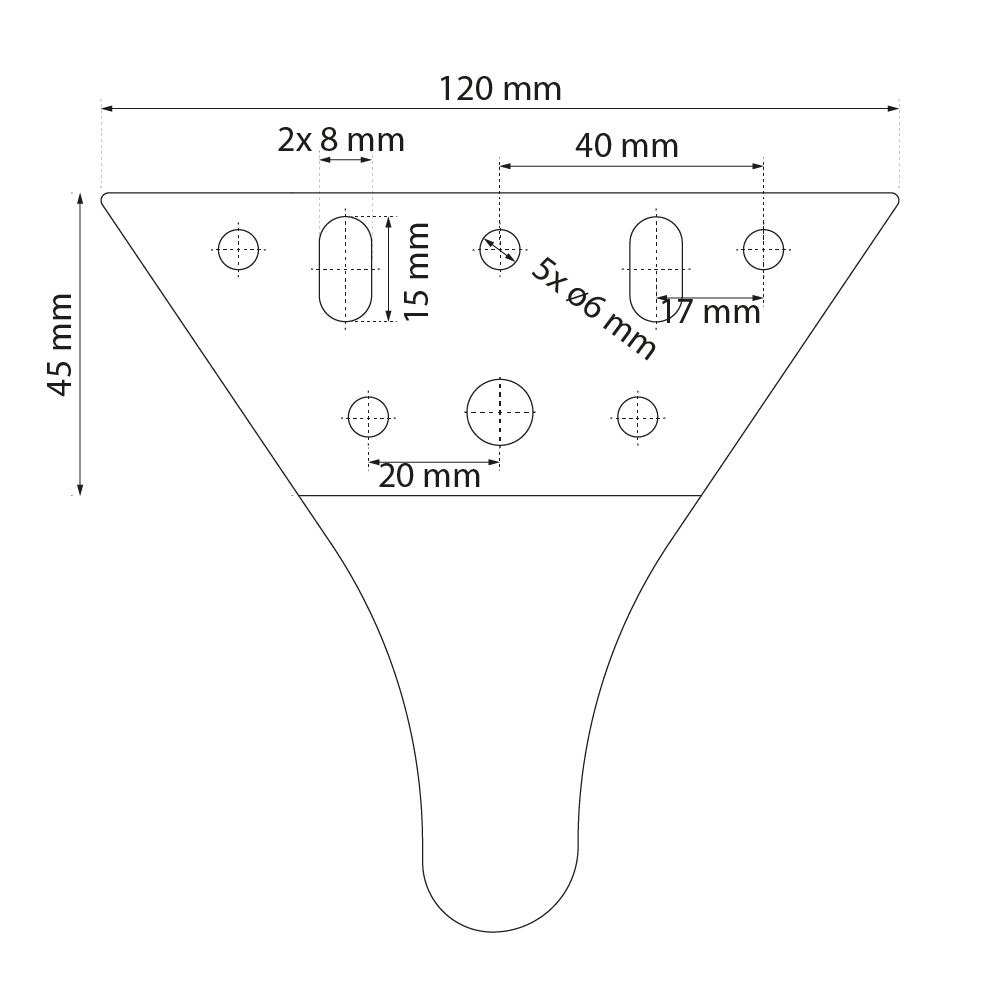 Möbelfuß 180 mm Metall schwarz matt