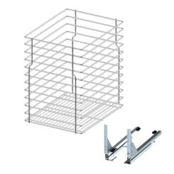 Badschrank Auszug 40 cm – Soft-Close, 1 Etage, Chrom