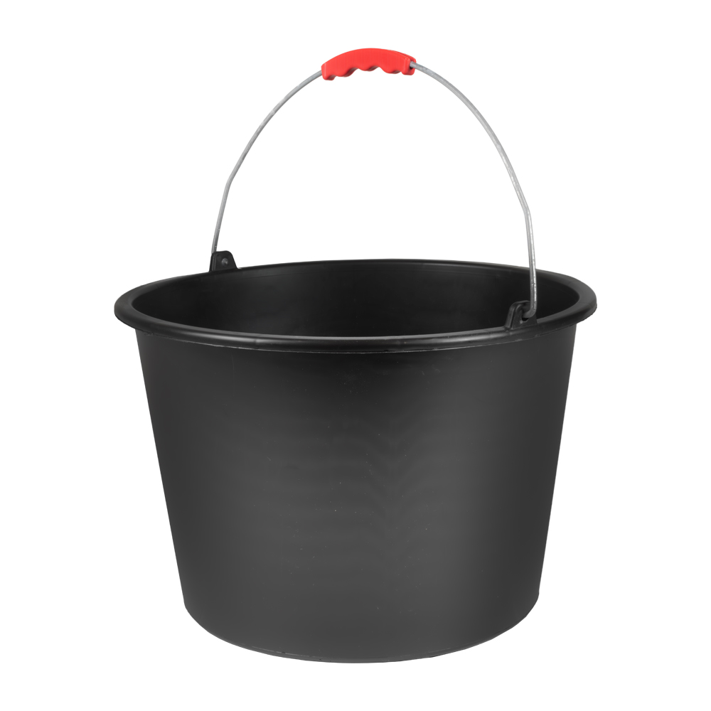 Baueimer 16 Liter mit Skala und rotem Metallbügelgriff