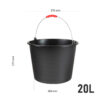 Baueimer 20 L mit rotem Henkel robust stapelbar leicht zu reinigen