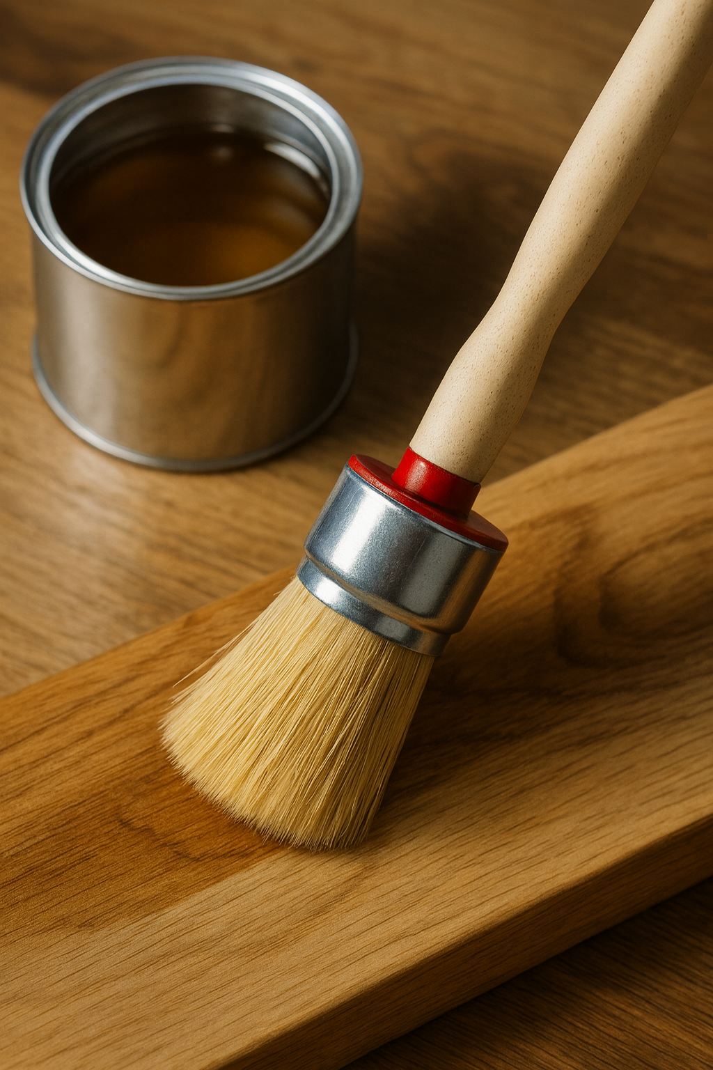 Woplus Malerpinsel rund 20 mm – Detailansicht mit Holzgriff