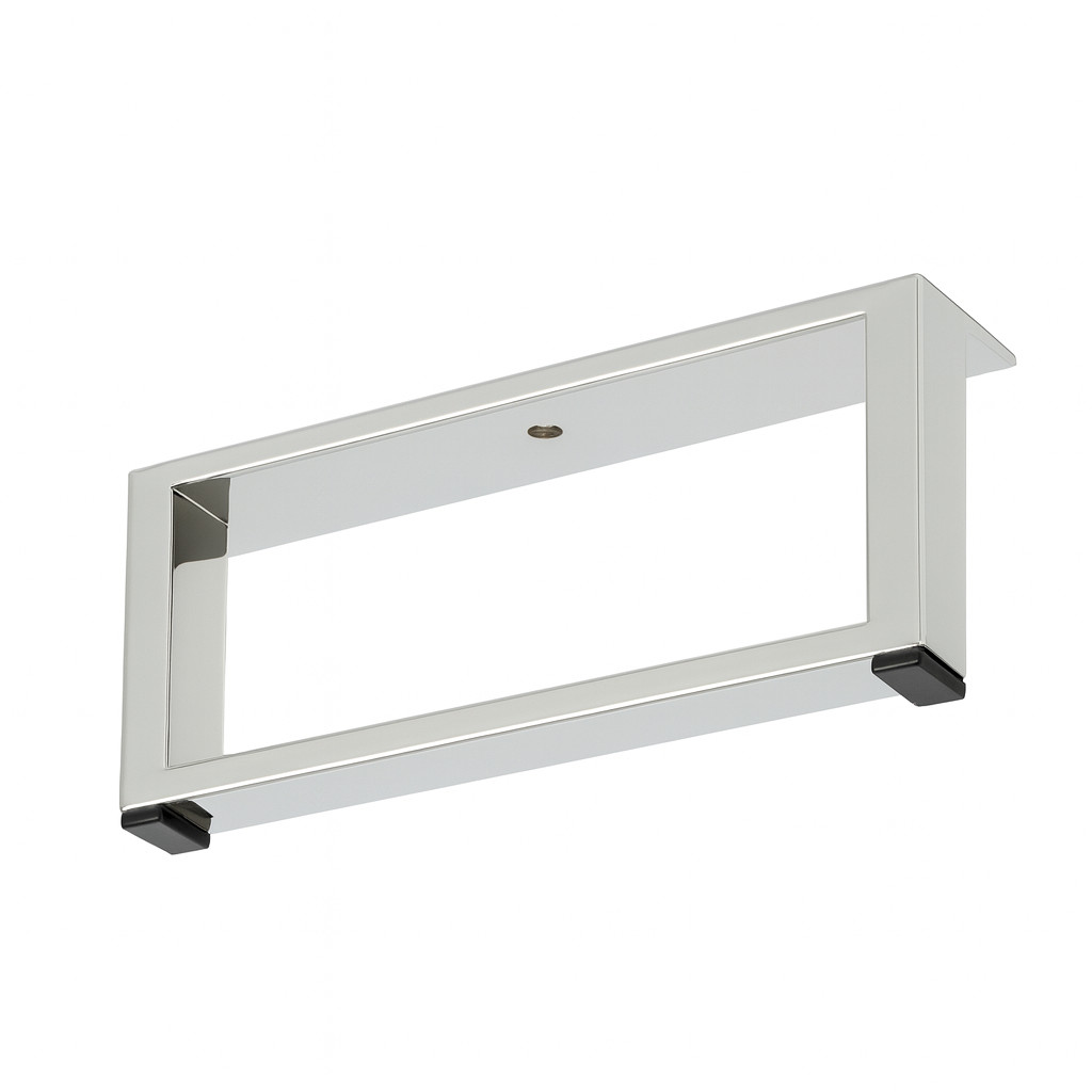 Sockelfuß chrom – Anwendung am TV-Lowboard, hohe Tragkraft