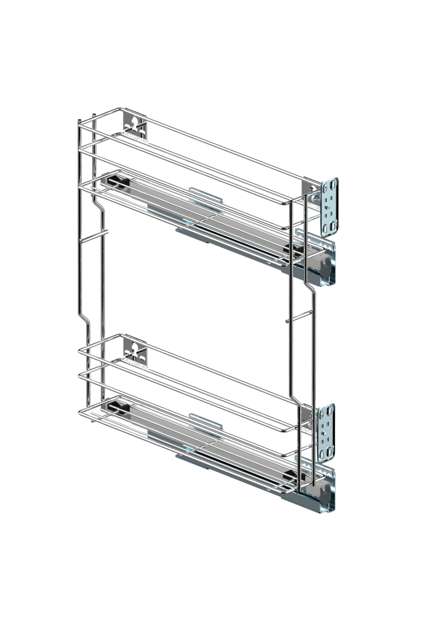 Unterschrankauszug 15 cm Soft-Close 2 Etagen Chrom