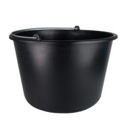 Baueimer 16 Liter schwarz aus robustem Kunststoff mit Metallbügel