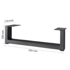 Schwarzes Stahl-Möbelbein 35 cm Länge, 10,8 cm Höhe, 52 mm Breite