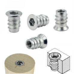 10 x Einschraubmuffen M6 Länge 12mm Einschraubmutter Eindrehmuffen Innensechskant M6x15mm