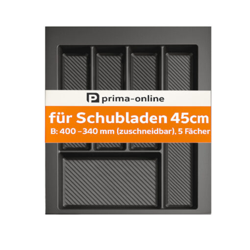 Besteckkasten 45 cm graphit zuschneidbarer Besteckeinsatz