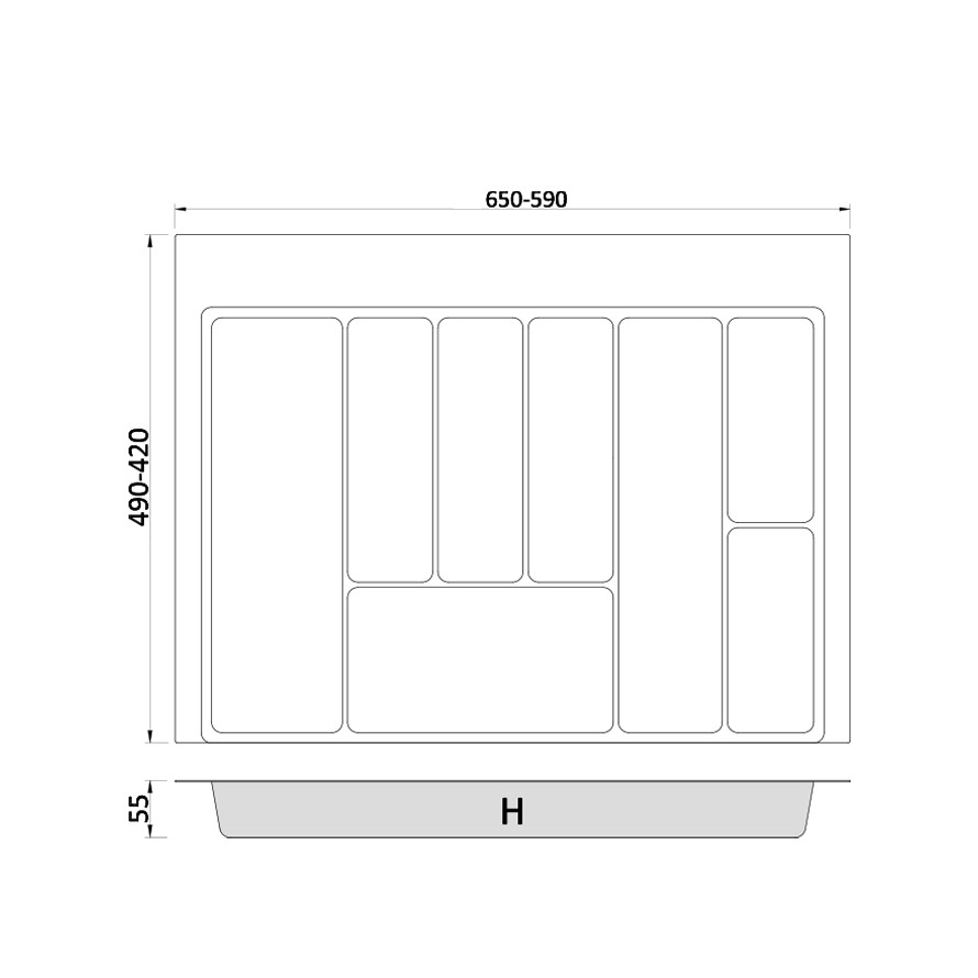 Besteckkasten für Schubladen 70 cm