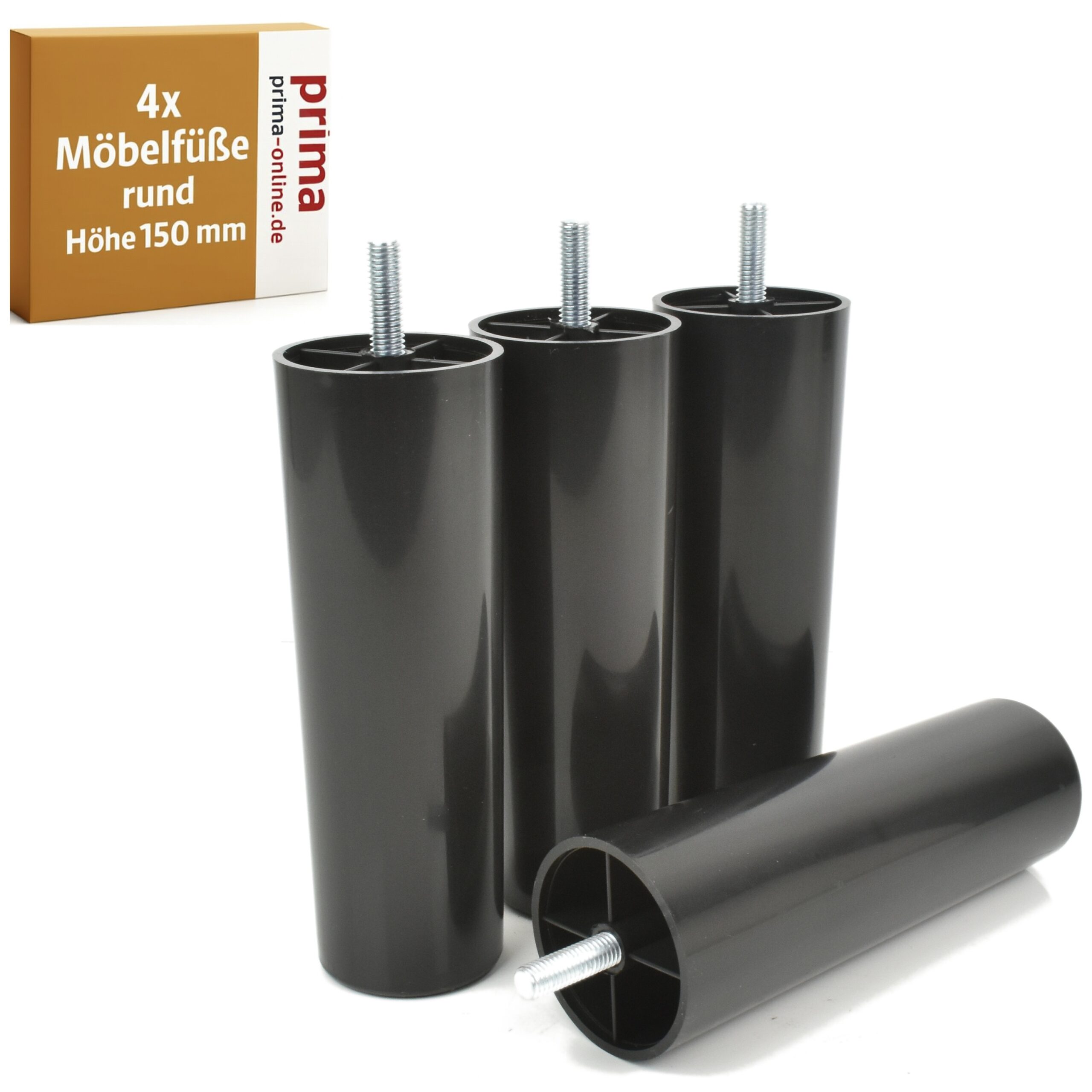 Möbelfüße rund schwarz 150 mm