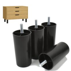Runde Möbelfüße Höhe 100 mm aus schwarzem ABS-Kunststoff