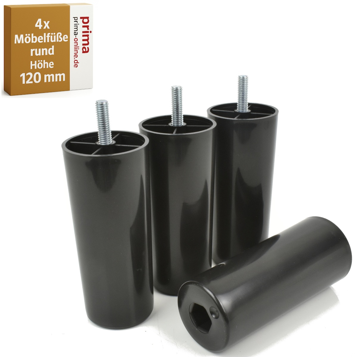 Möbelfüße rund Höhe 120 mm