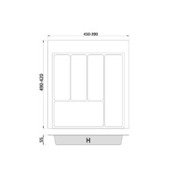 besteck organizer 50 cm grau