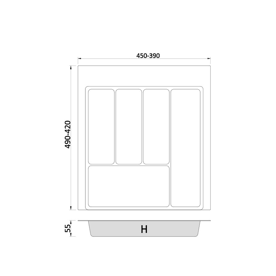 besteck organizer 50 cm grau