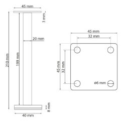 kommodenfuß 21 cm metall