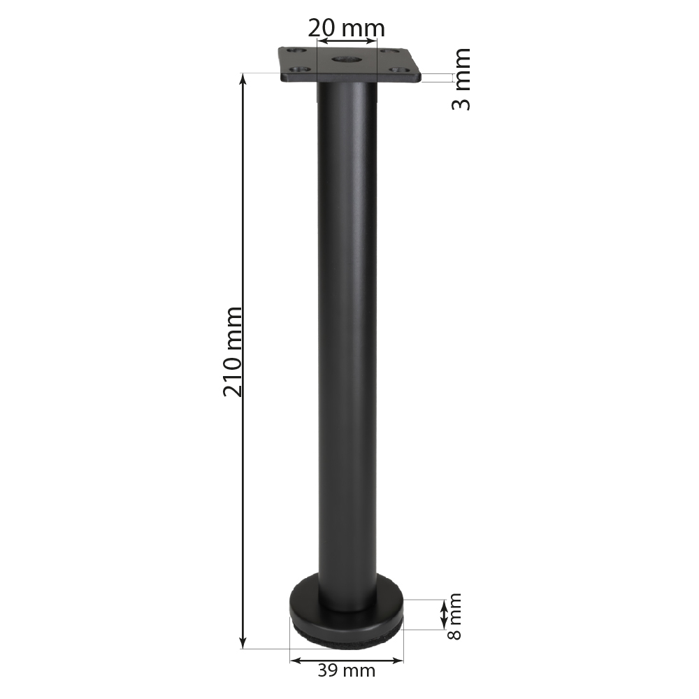 möbelbein metall schwarz 21 cm