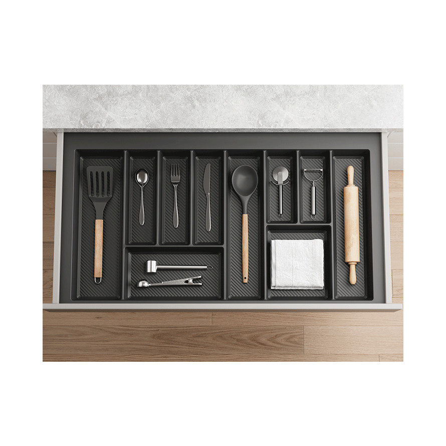 Besteckkasten 90 cm graphit matt zuschneidbar