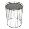 Moderner, runder Metalltisch mit Glasplatte