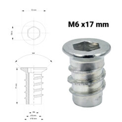 Möbelmutter M6x17mm abmessungen