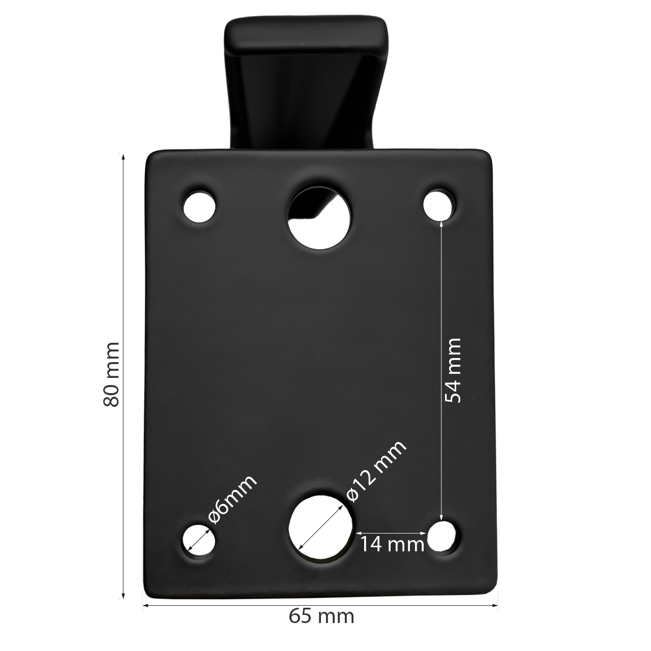 Schwarzer Montageplatte mit Maßen