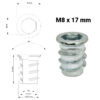m8 gewindemuffe 17mm verzinkt