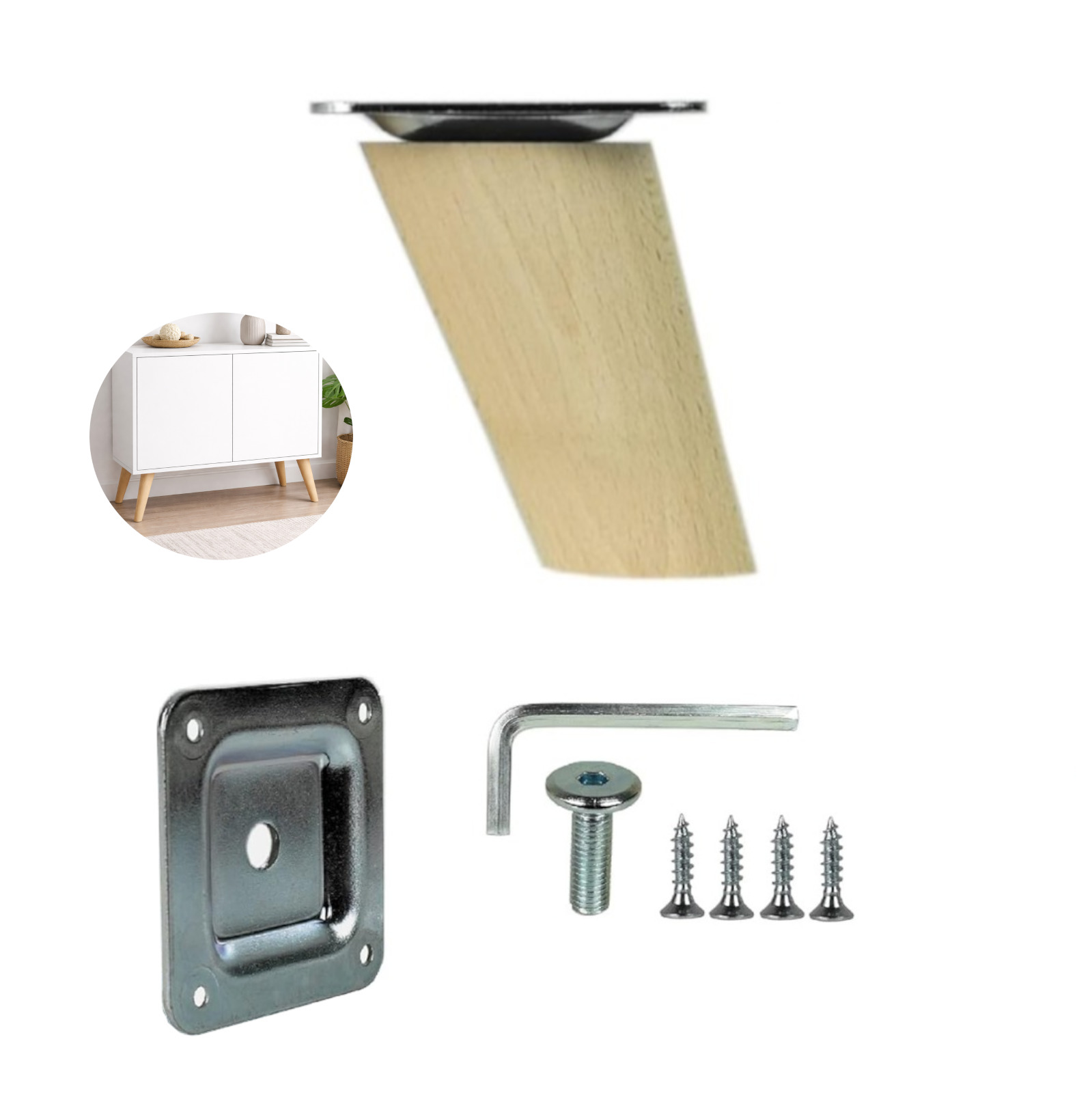 Möbelfuß Holz schräg 6 cm