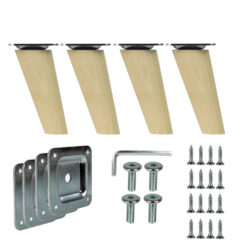 Möbelfüße aus Buchenholz Konisch mit Montageplatte schräg Höhe 10cm