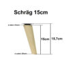 Möbelfüße aus Buchenholz Konisch mit Montageplatte schräg Höhe 15cm 1x