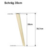 Möbelfüße aus Buchenholz Konisch mit Montageplatte schräg Höhe 35cm 1x