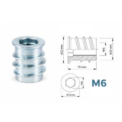 Gewindemuffe M6 Gewindeeinsatz Holz