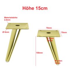 Metallfüße 15 cm Gold Glanz