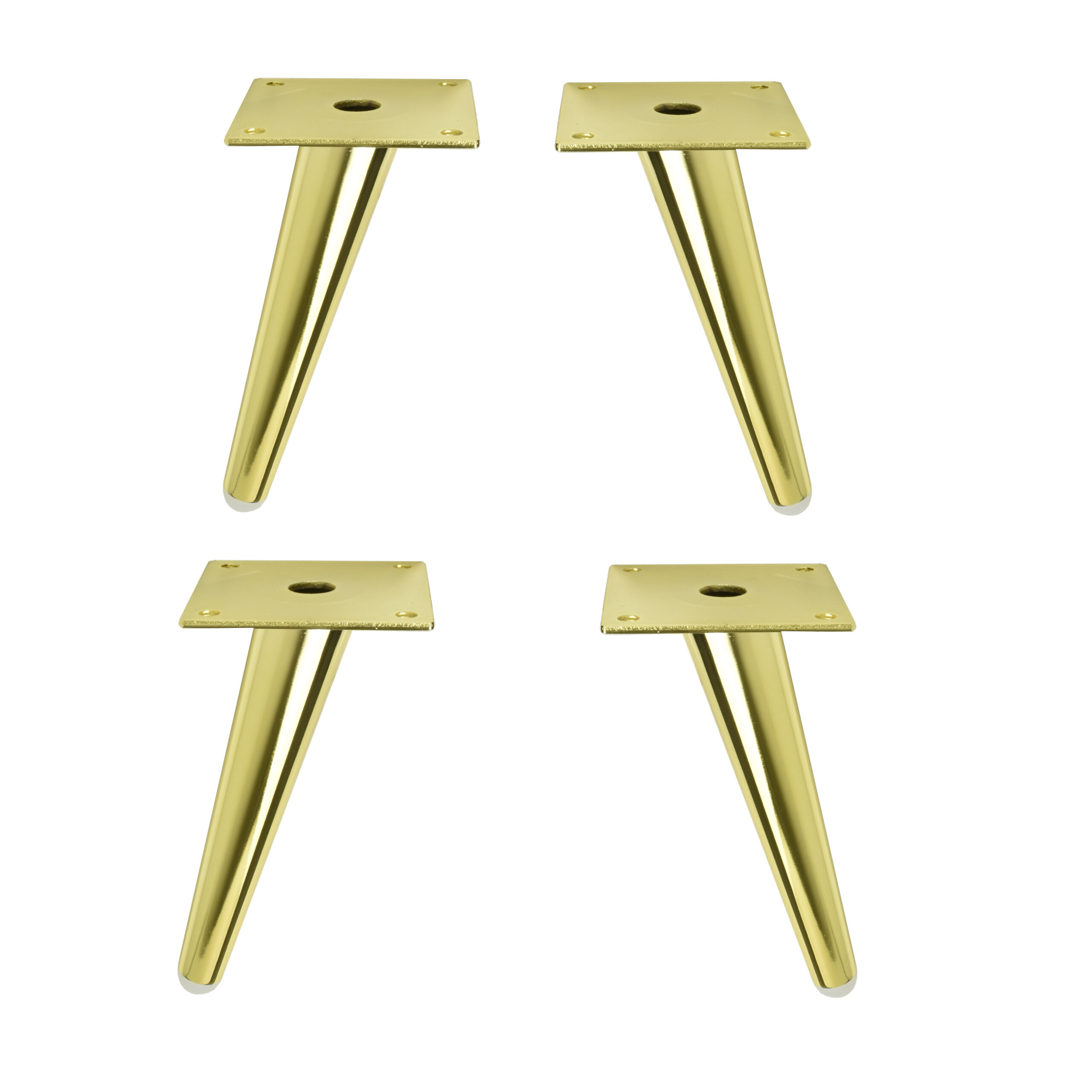 Möbelfüße Metall Gold Glanz 13 cm – schräg, konisch