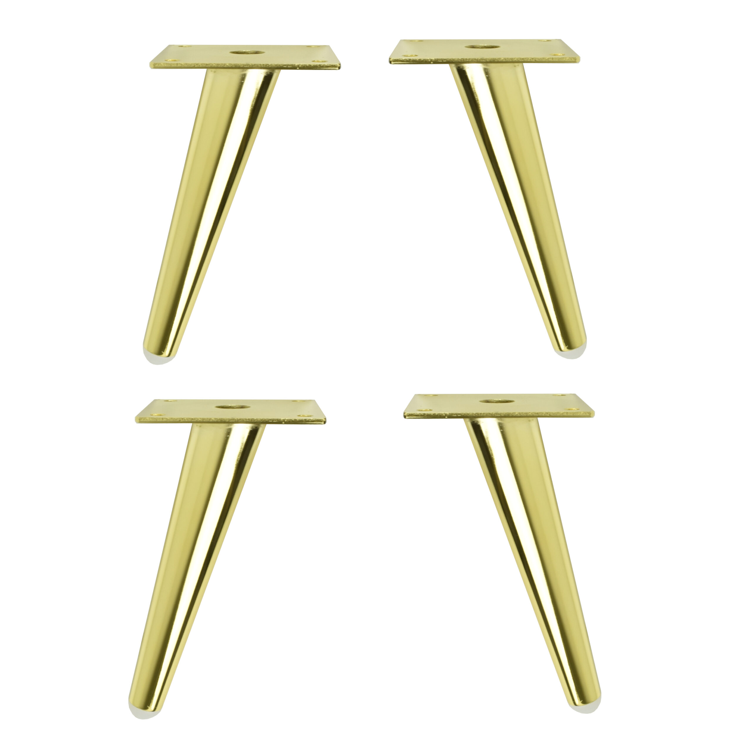 Möbelfüße Metall Gold Glanz 15 cm – schräg, konisch