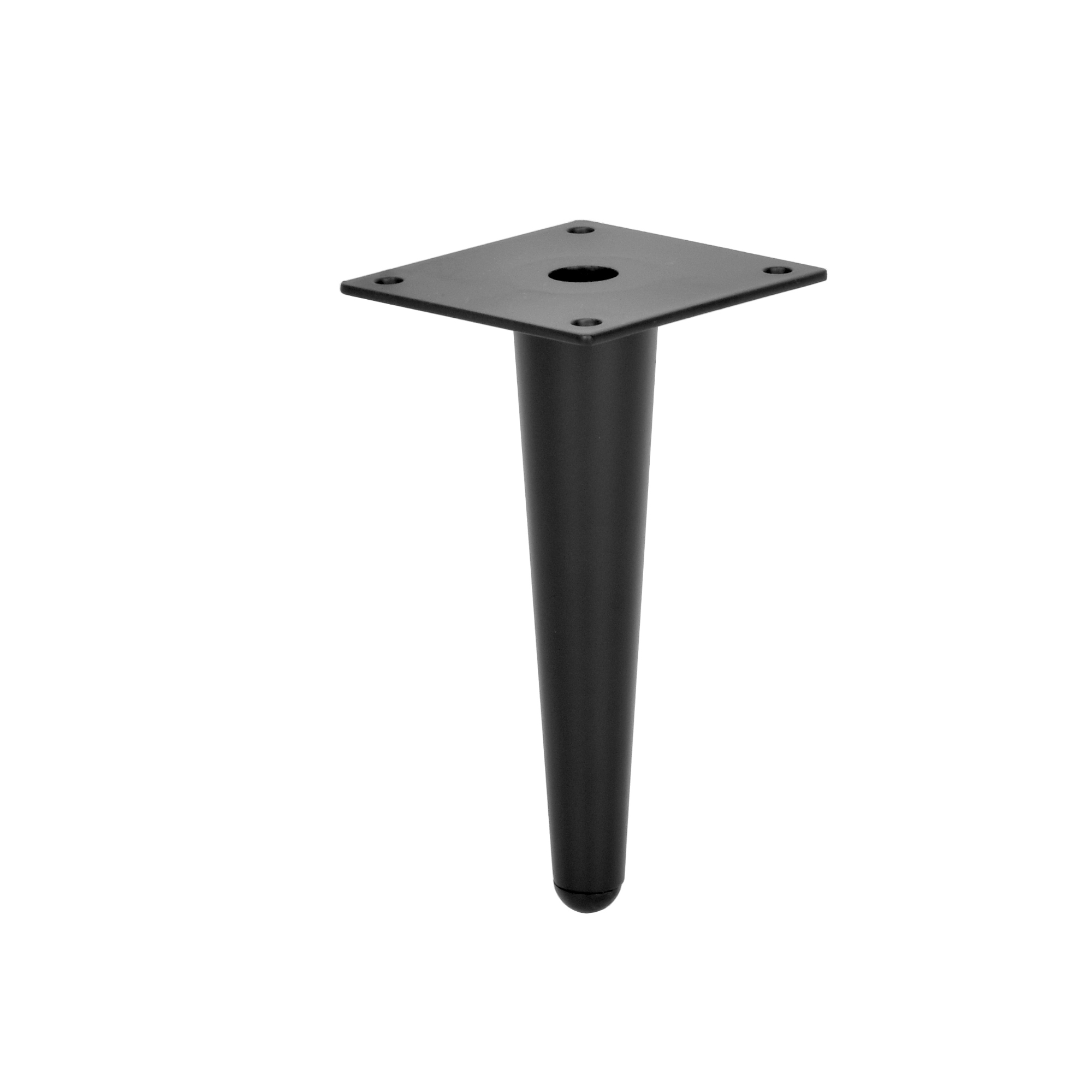 Moebelfuesse Metall schwarz matt 15 cm gerade konisch 75x75 mm Montageplatte