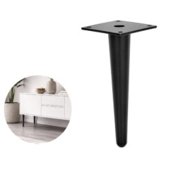 Moebelfuesse Metall schwarz matt 18 cm gerade konisch mit Montageplatte